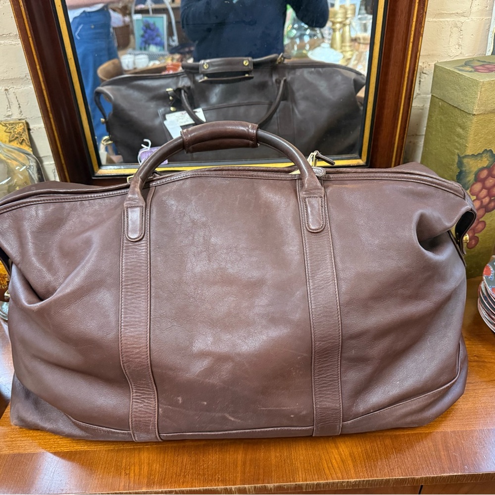 Vintage 90’s Coach Brown Leather Duffel Cabin Bag